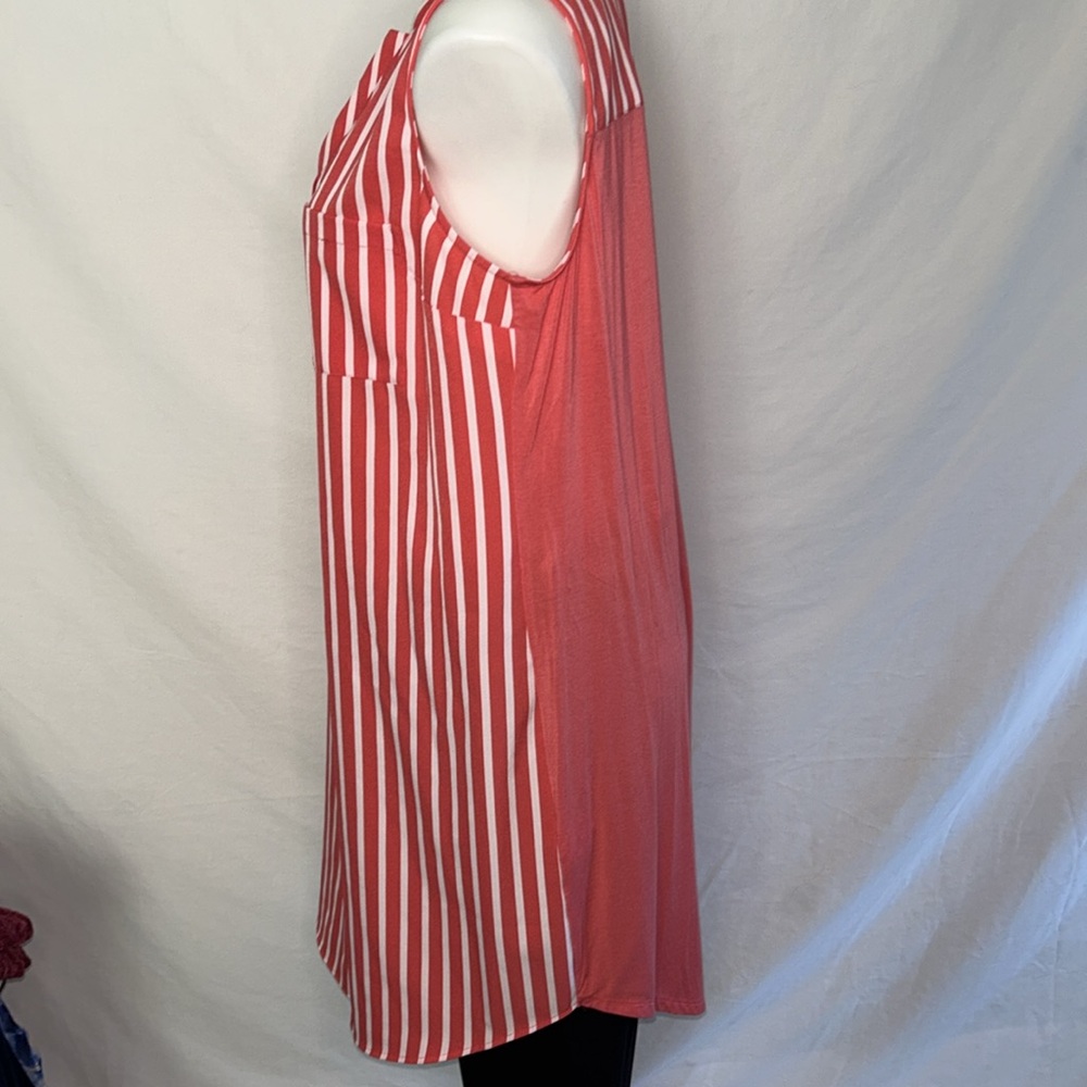 New York & Co stretch sleeveless striped salmon and white women’s dress